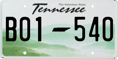 TN license plate B0154O