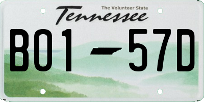 TN license plate B0157D