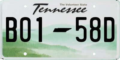 TN license plate B0158D