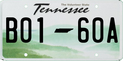 TN license plate B0160A