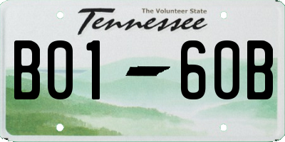 TN license plate B0160B