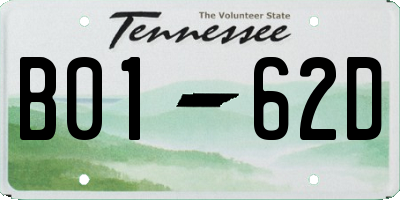 TN license plate B0162D