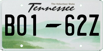 TN license plate B0162Z