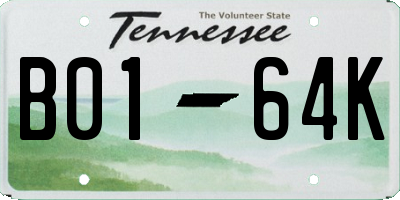 TN license plate B0164K