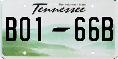 TN license plate B0166B