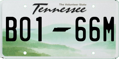 TN license plate B0166M