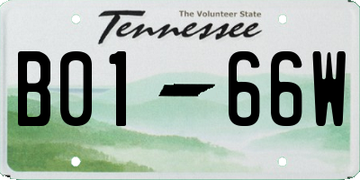 TN license plate B0166W