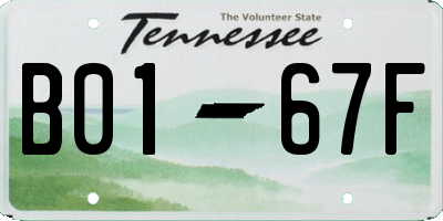TN license plate B0167F