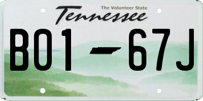 TN license plate B0167J