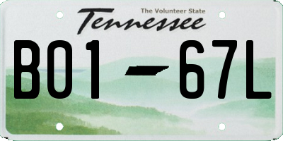 TN license plate B0167L