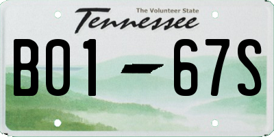 TN license plate B0167S