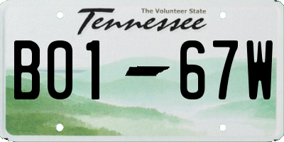 TN license plate B0167W