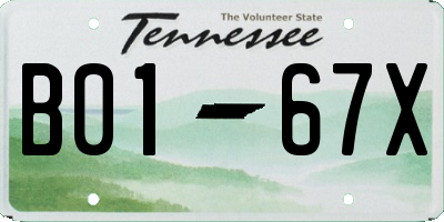 TN license plate B0167X