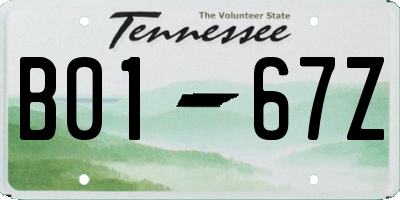 TN license plate B0167Z