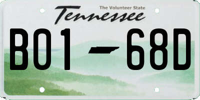 TN license plate B0168D