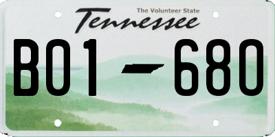TN license plate B0168O