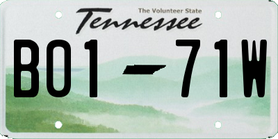 TN license plate B0171W