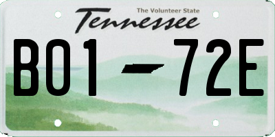 TN license plate B0172E