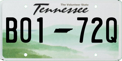 TN license plate B0172Q
