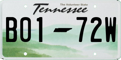 TN license plate B0172W
