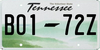 TN license plate B0172Z