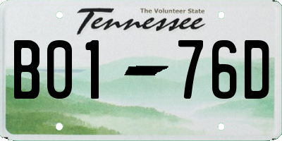 TN license plate B0176D