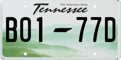 TN license plate B0177D