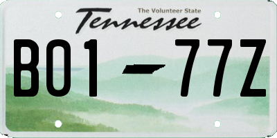 TN license plate B0177Z