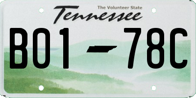 TN license plate B0178C