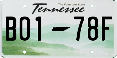 TN license plate B0178F