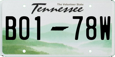 TN license plate B0178W