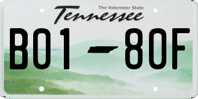TN license plate B0180F