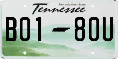 TN license plate B0180U