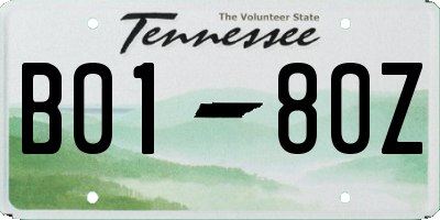 TN license plate B0180Z