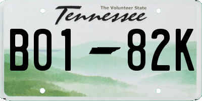 TN license plate B0182K