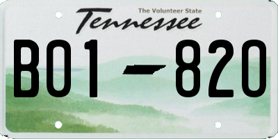 TN license plate B0182O