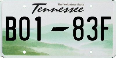 TN license plate B0183F