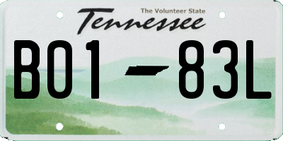 TN license plate B0183L