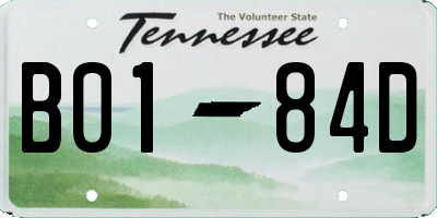 TN license plate B0184D