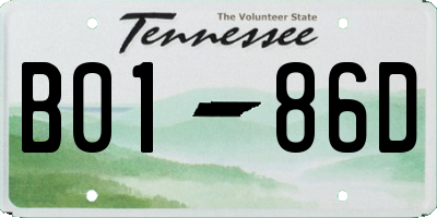 TN license plate B0186D