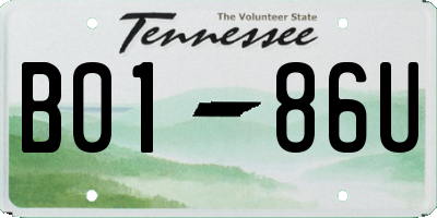 TN license plate B0186U