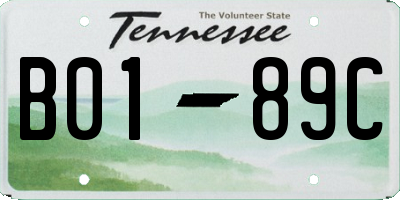 TN license plate B0189C