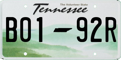 TN license plate B0192R