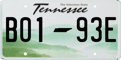 TN license plate B0193E