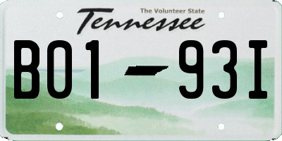 TN license plate B0193I