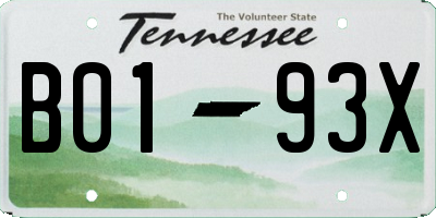 TN license plate B0193X