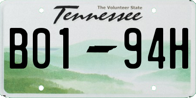 TN license plate B0194H