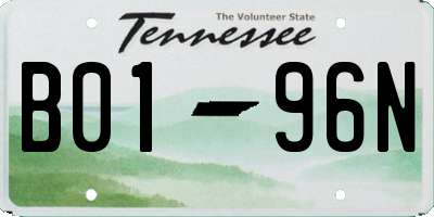 TN license plate B0196N