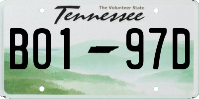 TN license plate B0197D