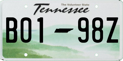 TN license plate B0198Z